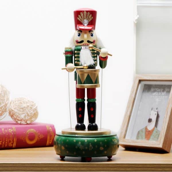 3 Colors Wooden Nutcracker Drummer Music Box Round Vintage Home Decoration Accessories